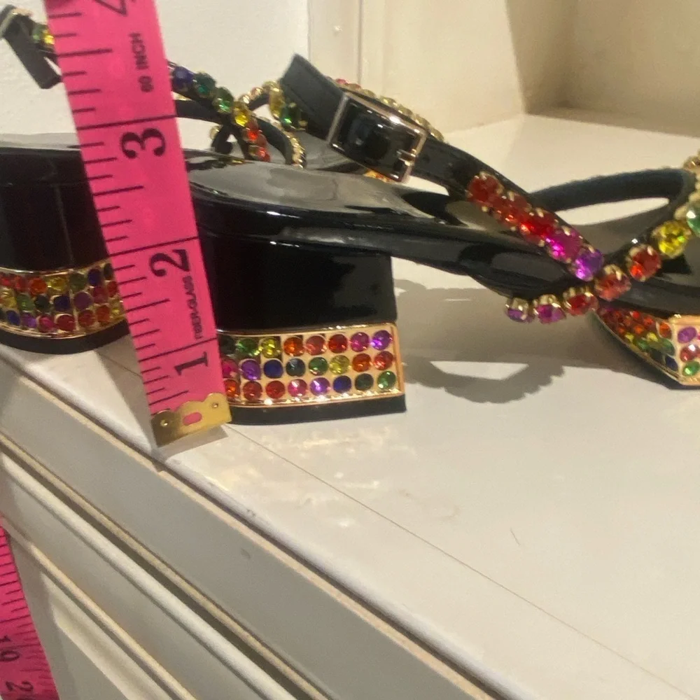 Jeffrey Campbell Rhinestone Platform Sandal Rainbow Multi Color New 7.5 in box